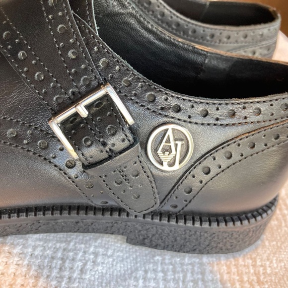 Amani Jeans Black Oxford Style Shoes with Buckle Closure - Picture 11 of 13